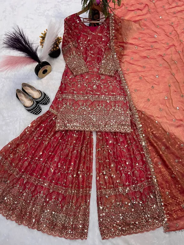 Sm_Designer_Fancy_Crushed_Silk_Sharara_Suit_Set_With_5mm_Sequence_Embroidery_Dupatta_Rust_Orange