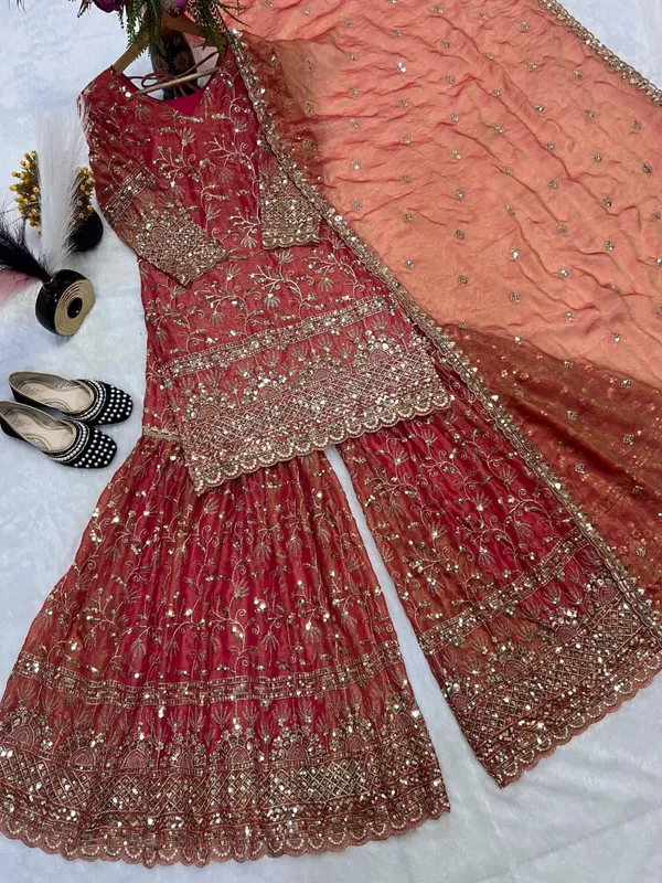 Sm_Designer_Fancy_Crushed_Silk_Sharara_Suit_Set_With_5mm_Sequence_Embroidery_Dupatta_Rust_Orange