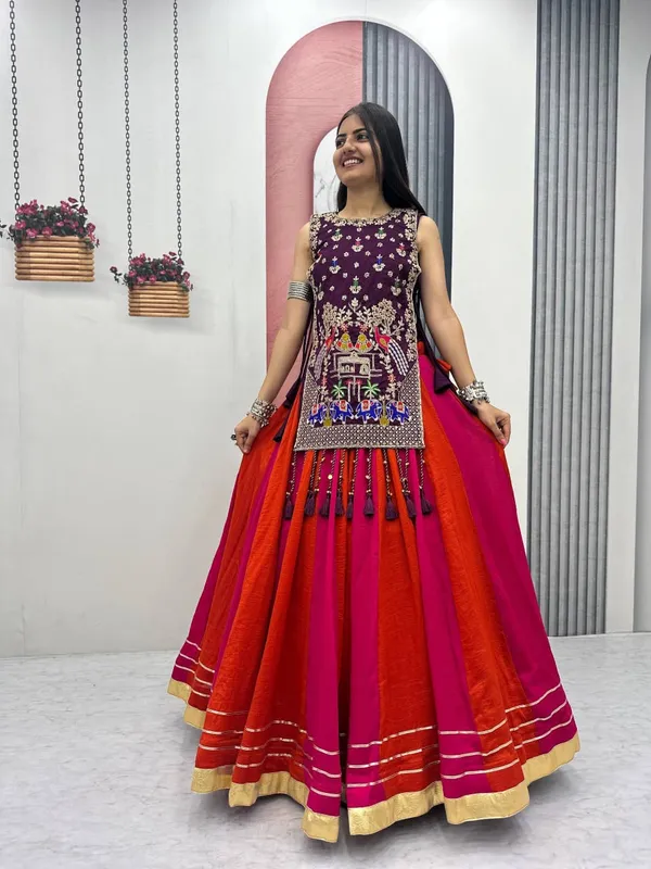 Sm_Designer_Vichitra_Silk_3_Piece_Lehenga_Set_With_Heavy_Sequence_Work_Shrug_Fully_Stitched_Padded_Blouse_Default_Title