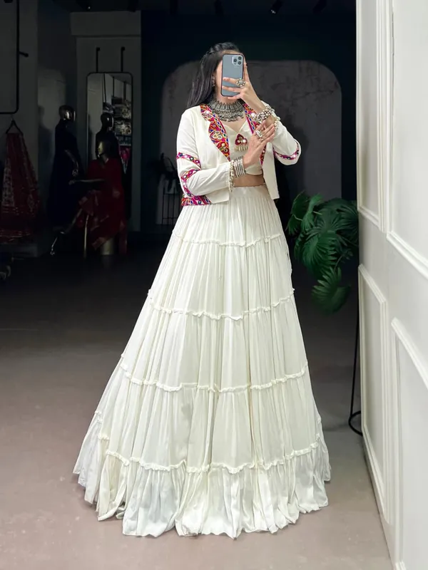 Sm_Pure_Rayon_10m_Flair_Navratri_Lehenga_Choli_With_Designer_Mirror_Work_Jacket_Set_Fully_Stitched_White