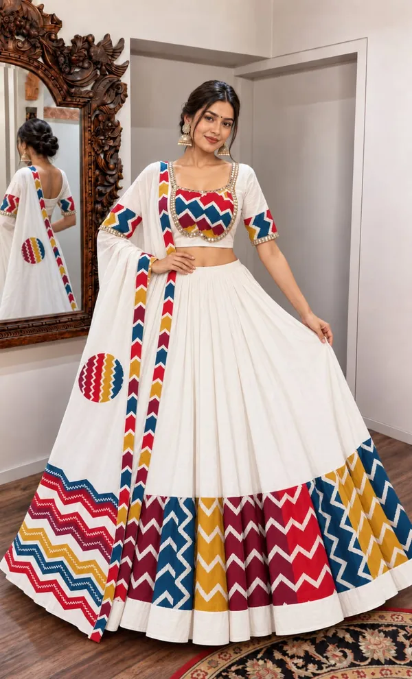 Sm_Pure_Cotton_Paithani_Weave_Embroidery_5_5m_Flair_Lehenga_Set_With_Handwork_Dupatta_Default_Title