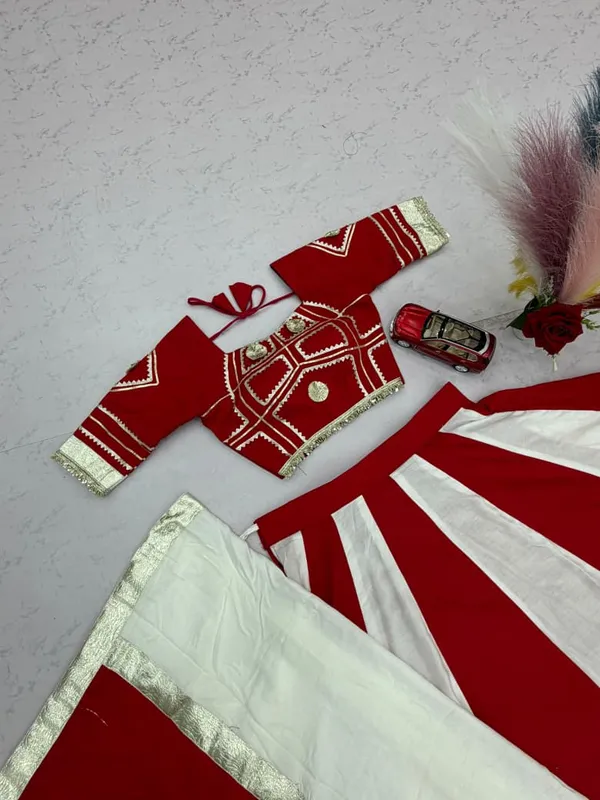 Sm_Pure_Cotton_Gota_Patti_Handwork_6m_Flair_Navratri_Lehenga_Choli_Set_Default_Title