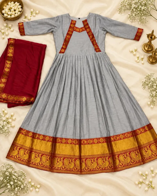 Sm_The_Rukmani_Collection_Premium_Cotton_Spun_Festive_Gown_With_Rangoli_Silk_Dupatta_Silver