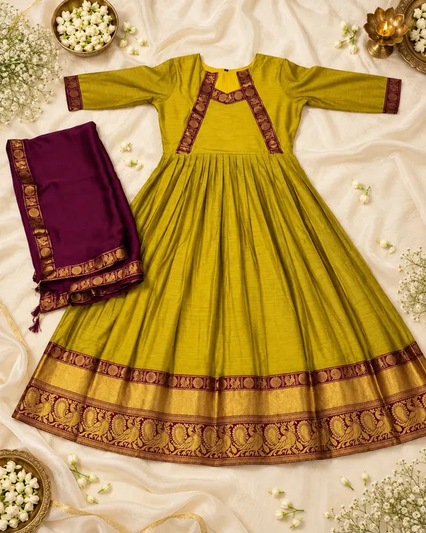 Sm_The_Rukmani_Collection_Premium_Cotton_Spun_Festive_Gown_With_Rangoli_Silk_Dupatta_Mustard_Yellow