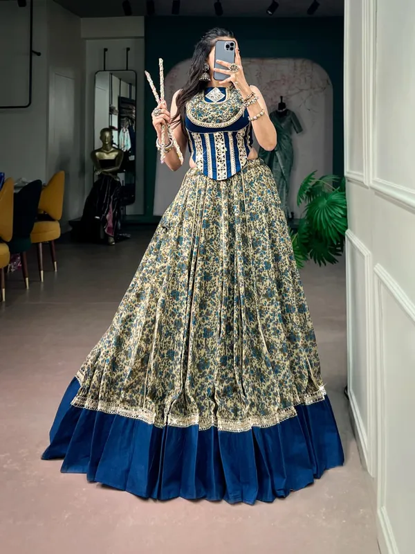 Sm_Chanderi_Cotton_8_Meter_Flair_Lehenga_Set_With_Real_Mirror_Lace_Pocket_Default_Title