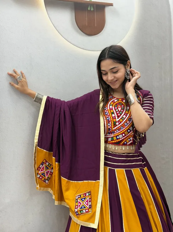 Sm_Traditional_Gamthi_Gota_Patti_Pure_Cotton_3_Piece_Lehenga_Set_Default_Title