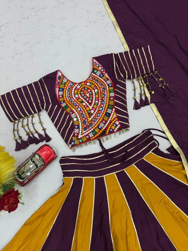 Sm_Traditional_Gamthi_Gota_Patti_Pure_Cotton_3_Piece_Lehenga_Set_Default_Title