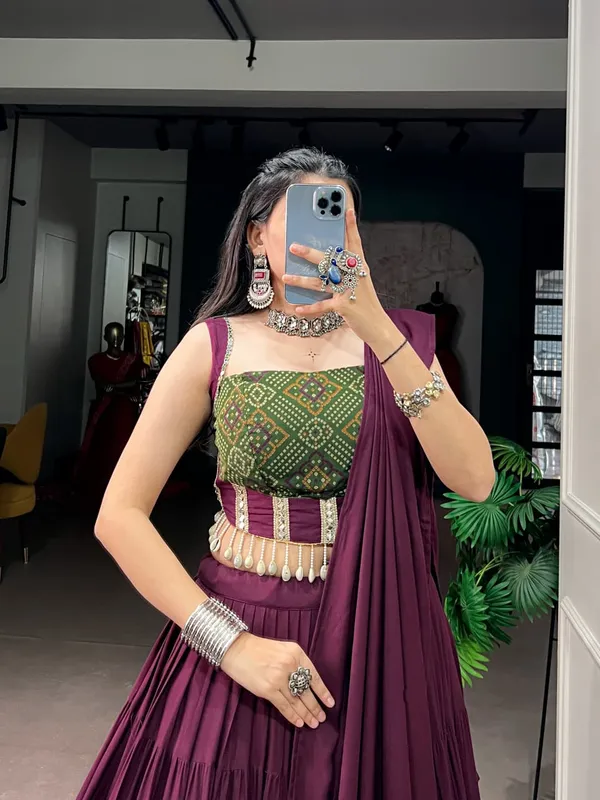 Sm_Grand_Flair_Pure_Rayon_Bandhej_Print_Navratri_Lehenga_Set_With_Kodi_Lace_Default_Title