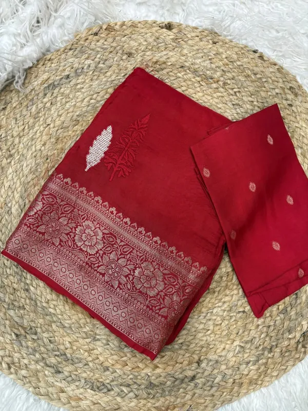 Sm_Pure_Viscose_Russian_Mysore_Crepe_Sarees_Crimson_Red