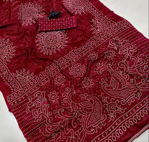 Pure_Ajrakh_Satin_Crepe_Silk_Saree_With_Designer_Ghungroo_Work_Heavy_Lace_Pallu_Crimson_Red
