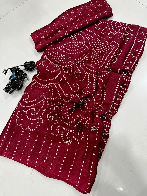 Pure_Ajrakh_Satin_Crepe_Silk_Saree_With_Designer_Ghungroo_Work_Heavy_Lace_Pallu_Crimson_Red