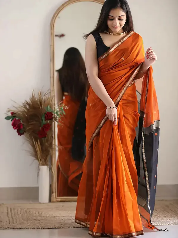 Sm_Soft_Linen_Slub_Festive_Saree_With_All_Over_Jacquard_Weaving_Rust_Orange