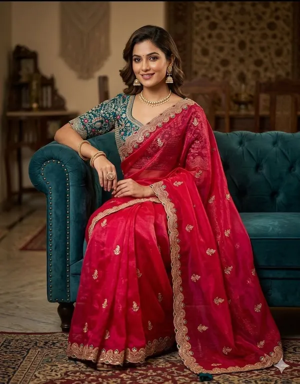 Sm_Designer_Sequence_And_Thread_Work_Space_Silk_Festive_Saree_Crimson_Red