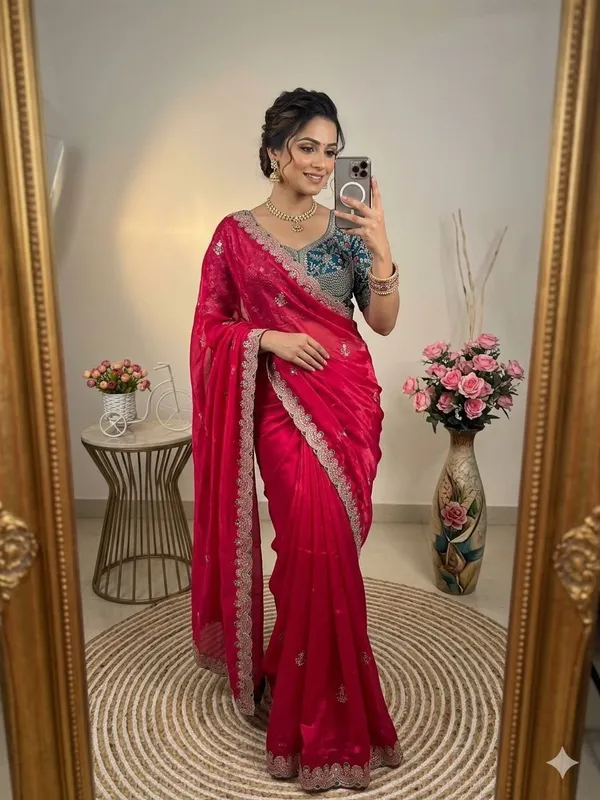 Sm_Designer_Sequence_And_Thread_Work_Space_Silk_Festive_Saree_Deep_Wine