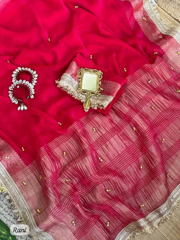 Sm_Designer_Fendy_Chiffon_Party_Wear_Saree_With_Ghungroo_Lace_Work_Blouse_Rani_Pink