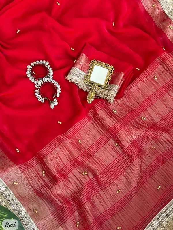 Sm_Designer_Fendy_Chiffon_Party_Wear_Saree_With_Ghungroo_Lace_Work_Blouse_Rani_Pink