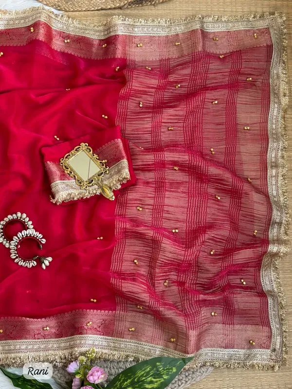 Sm_Designer_Fendy_Chiffon_Party_Wear_Saree_With_Ghungroo_Lace_Work_Blouse_Rani_Pink