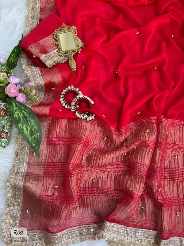 Sm_Designer_Fendy_Chiffon_Party_Wear_Saree_With_Ghungroo_Lace_Work_Blouse_Rani_Pink