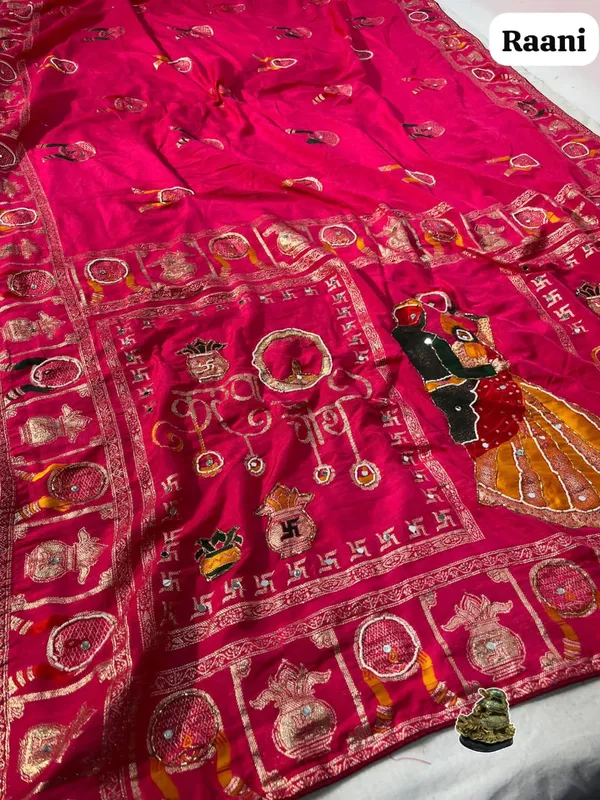 Sm_Karwa_Chauth_Special_Dola_Viscose_Meena_Weaving_Saree_With_Hand_Mirror_Work_Rani_Pink