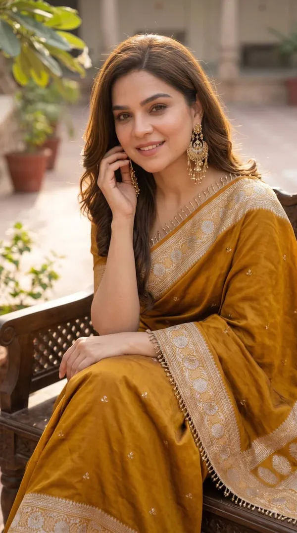 Sm_Designer_Printed_Soft_Chinon_Saree_With_Ghungroo_Latkan_Lace_Border_Mustard_Yellow