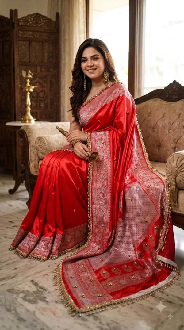Sm_Designer_Printed_Soft_Chinon_Saree_With_Ghungroo_Latkan_Lace_Border_Mustard_Yellow