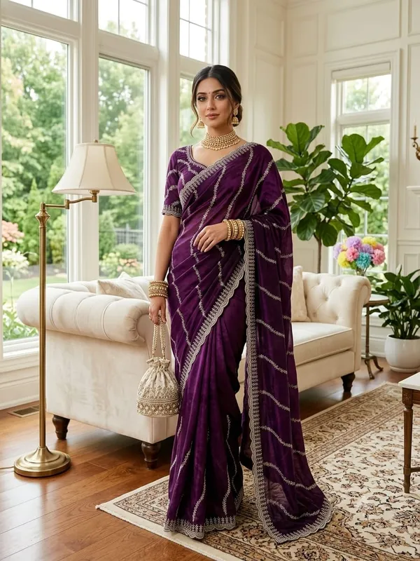 Sm_Designer_Leheriya_Padding_Fendy_Chiffon_Saree_Purple