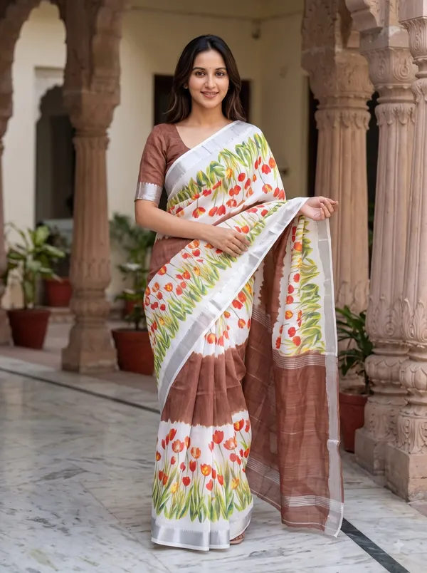 Sm_Designer_Digital_Printed_Soft_Linen_Saree_With_Traditional_Mangalagiri_Border_Brown