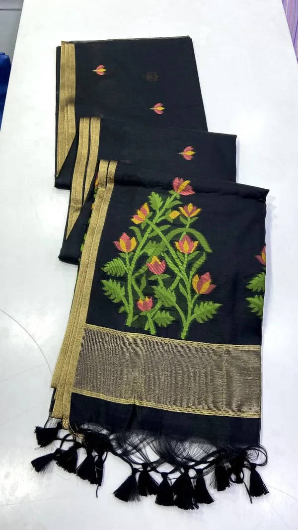 Sm_Summer_Special_Pastel_Jamdani_Weave_Cotton_Feel_Saree_Red