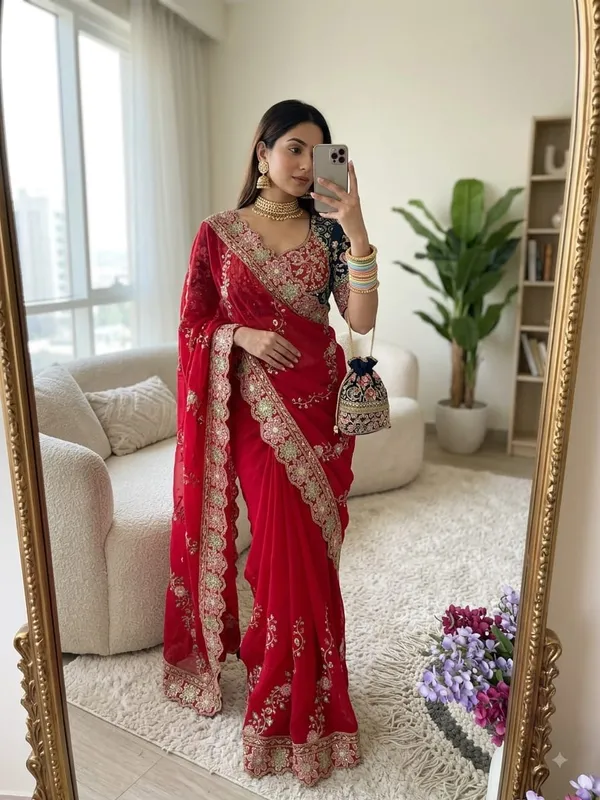 Sm_Jhamkudi_Heavy_Fendy_Satin_Lehariya_Sequence_Saree_Crimson_Red