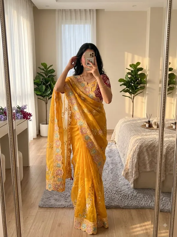 Sm_Jhamkudi_Heavy_Fendy_Satin_Lehariya_Sequence_Saree_Haldi_Yellow