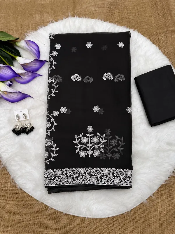 Sm_Soft_Georgette_Embroidered_Chikankari_Saree_Black