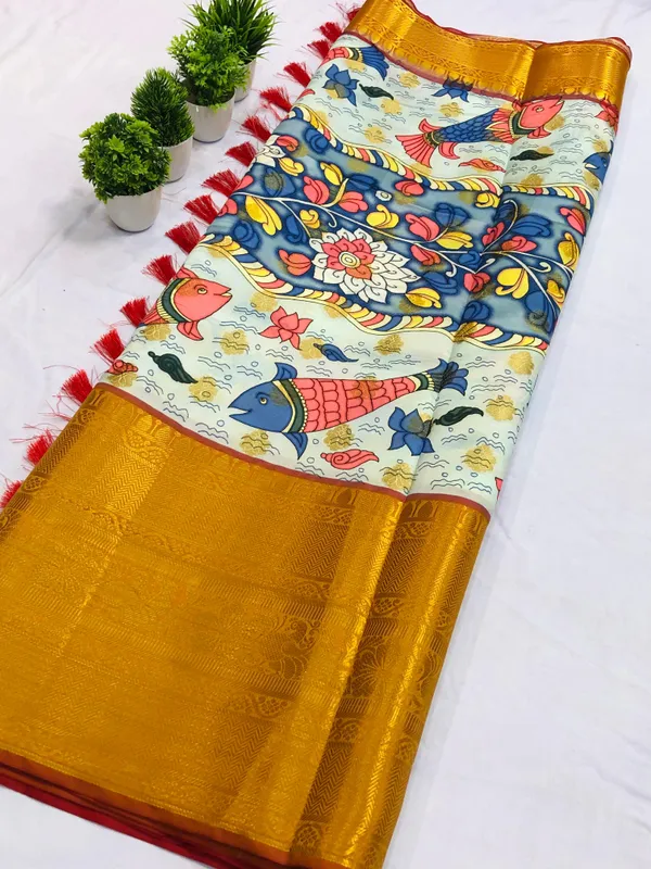 Sm_Soft_Banarasi_Silk_Pichwai_Kalamkari_Digital_Print_Saree_With_All_Over_Zari_Weaving_Gold