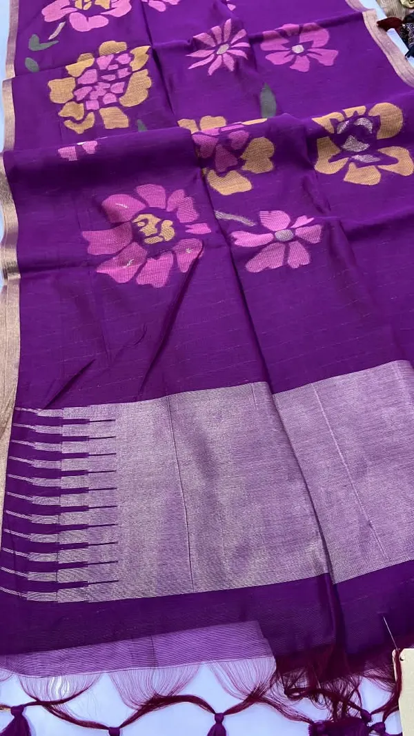 Sm_Authentic_Jamdani_Inspired_Cotton_Feel_Woven_Jaal_Saree_Default_Title