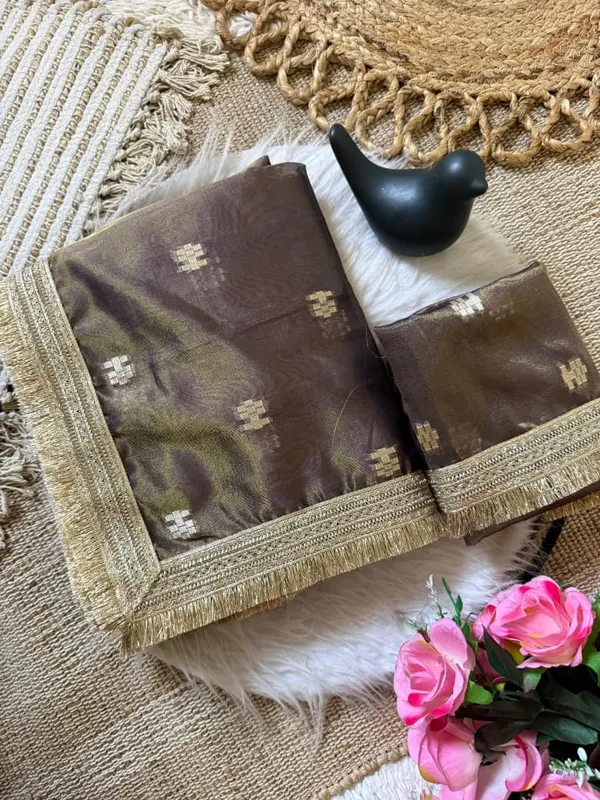 Sm_Premium_Tussar_Silk_Saree_With_Woven_Jacquard_Buti_Sabyasachi_Inspired_Designer_Lace_Border_Chocolate_Brown