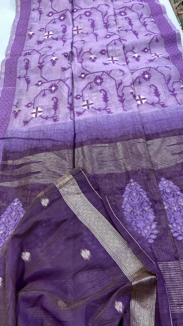 Sm_Elegant_Jamdani_Woven_Jaal_Soft_Silk_Blend_Saree_With_Artistic_Pallu_Purple