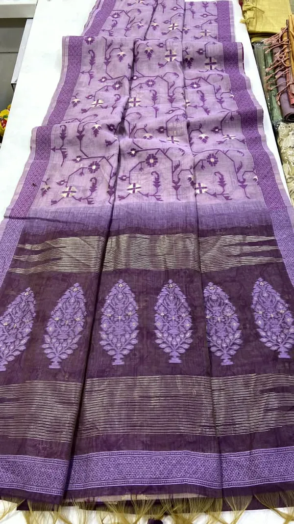 Sm_Elegant_Jamdani_Woven_Jaal_Soft_Silk_Blend_Saree_With_Artistic_Pallu_Purple