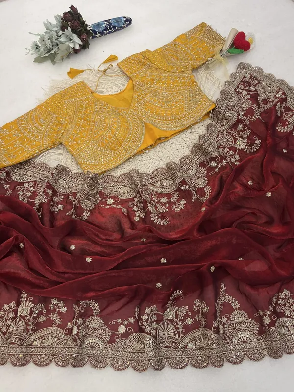 Sm_Pranjal_Designer_Soft_Fandy_Satin_Saree_With_3mm_Sequins_Embroidery_Jaal_Crimson_Red