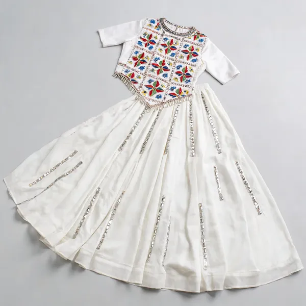 White_Rayon_Mirror_Work_Embroidered_Lehenga_Choli_For_Women