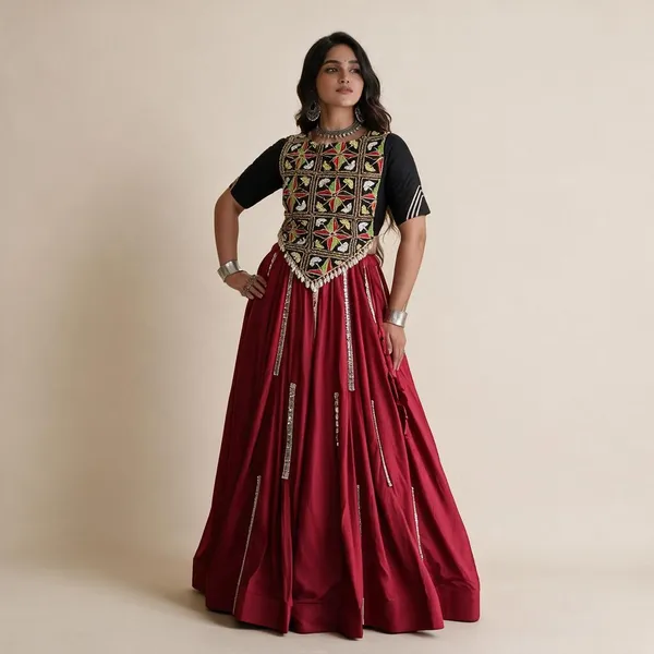 Maroon_Rayon_Mirror_Work_Embroidered_Lehenga_Choli_For_Women