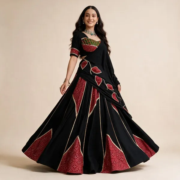 Black_Rayon_Ajrakh_Printed_Mirror_Lace_Lehenga_Choli_For_Women
