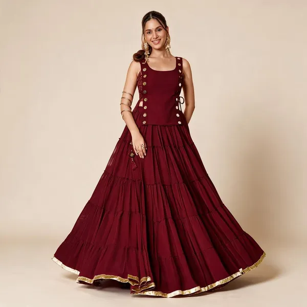 Maroon_Flared_Fully_Stitched_Lehenga_Choli_With_Koti_For_Women