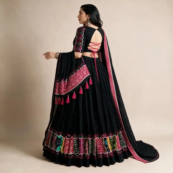 Black_Khadi_Cotton_Patchwork_Gamthi_Lace_Lehenga_Choli_For_Women