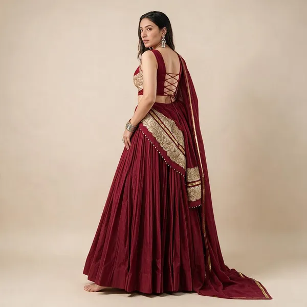 Red_Mal_Cotton_Sequins_Embroidered_Lehenga_Choli_For_Women