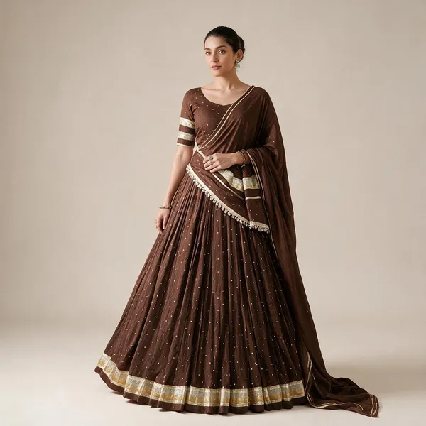 Chocolate_Brown_Pure_Chanderi_Zari_Woven_Lehenga_Choli_With_Dupatta_For_Women