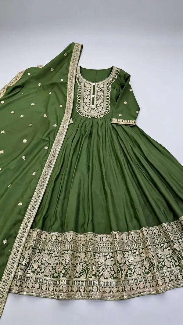 Olive_Green_Roman_Silk_Embroidered_Party_Gown_Pant_Dupatta_Set_For_Women