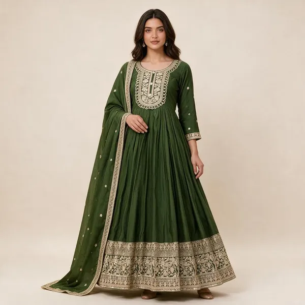 Olive_Green_Roman_Silk_Embroidered_Party_Gown_Pant_Dupatta_Set_For_Women