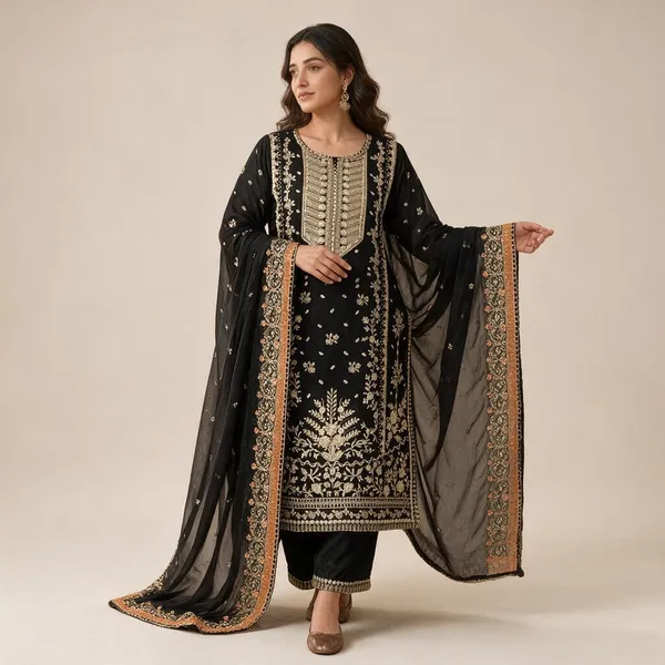 Black_Gmy_Silk_Sequins_Embroidered_Kurti_Palazzo_Set_For_Women