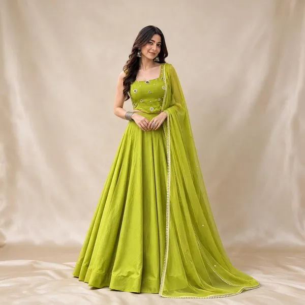 Green_Rayon_Cotton_Mirror_Diamond_Work_Chaniya_Choli_For_Women