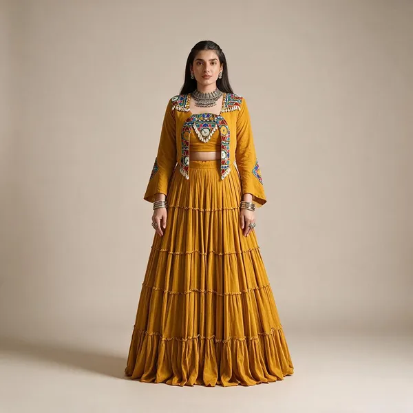 Mustard_Yellow_Rayon_Gamthi_Mirror_Work_Jacket_Lehenga_Choli_For_Women