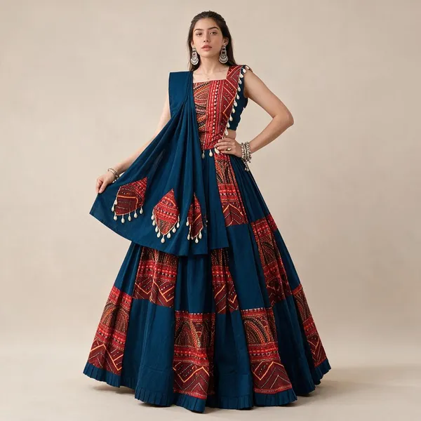 Multicolor_Rayon_Foil_Print_Flared_Lehenga_Choli_For_Women